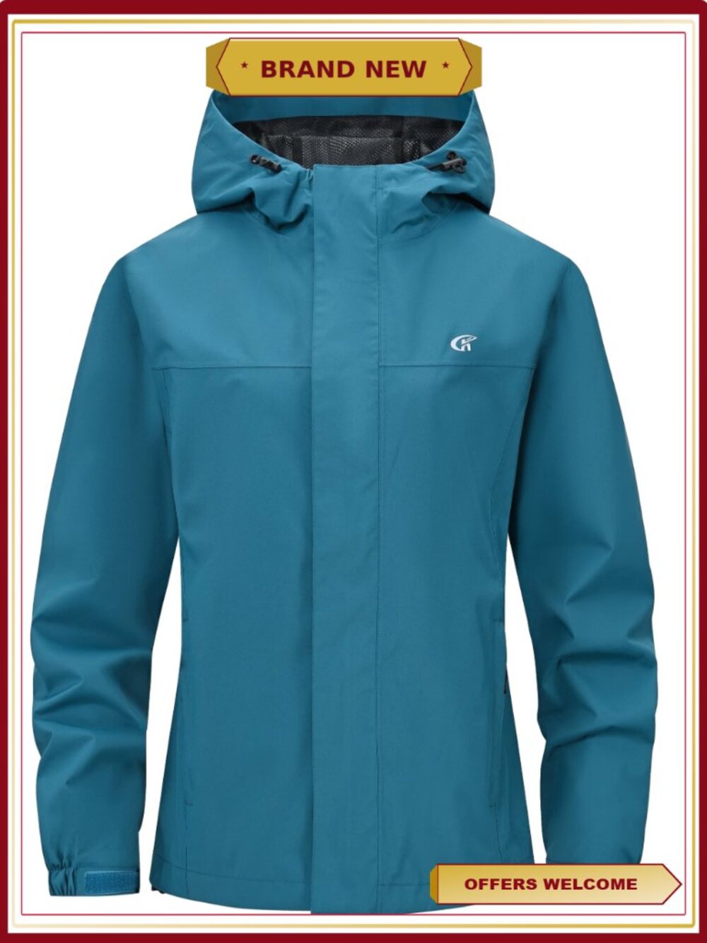 Women's Packable Rain Jacket Waterproof Hooded Lightweight Outdoor